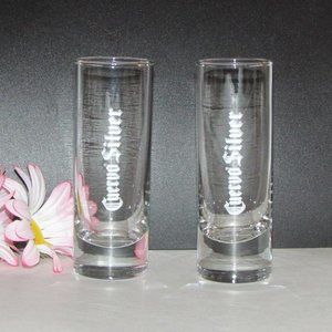 2 Cuervo Silver Tequila Shot Shooter Glasses Distillery Logo Branded Barware